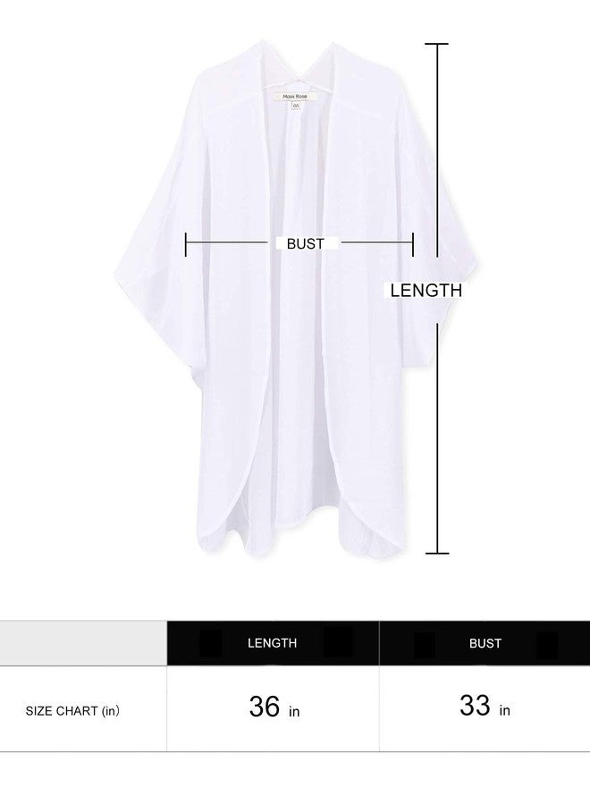 Moss Rose Women's Beach Kimono Coverup Sheer Chiffon Cover Ups, Casual Loose Open Front Cardigan Tops Solid White - Image 5
